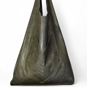 Hand Made Grey Genuine Leather Tote Bag /Shoulder Bag